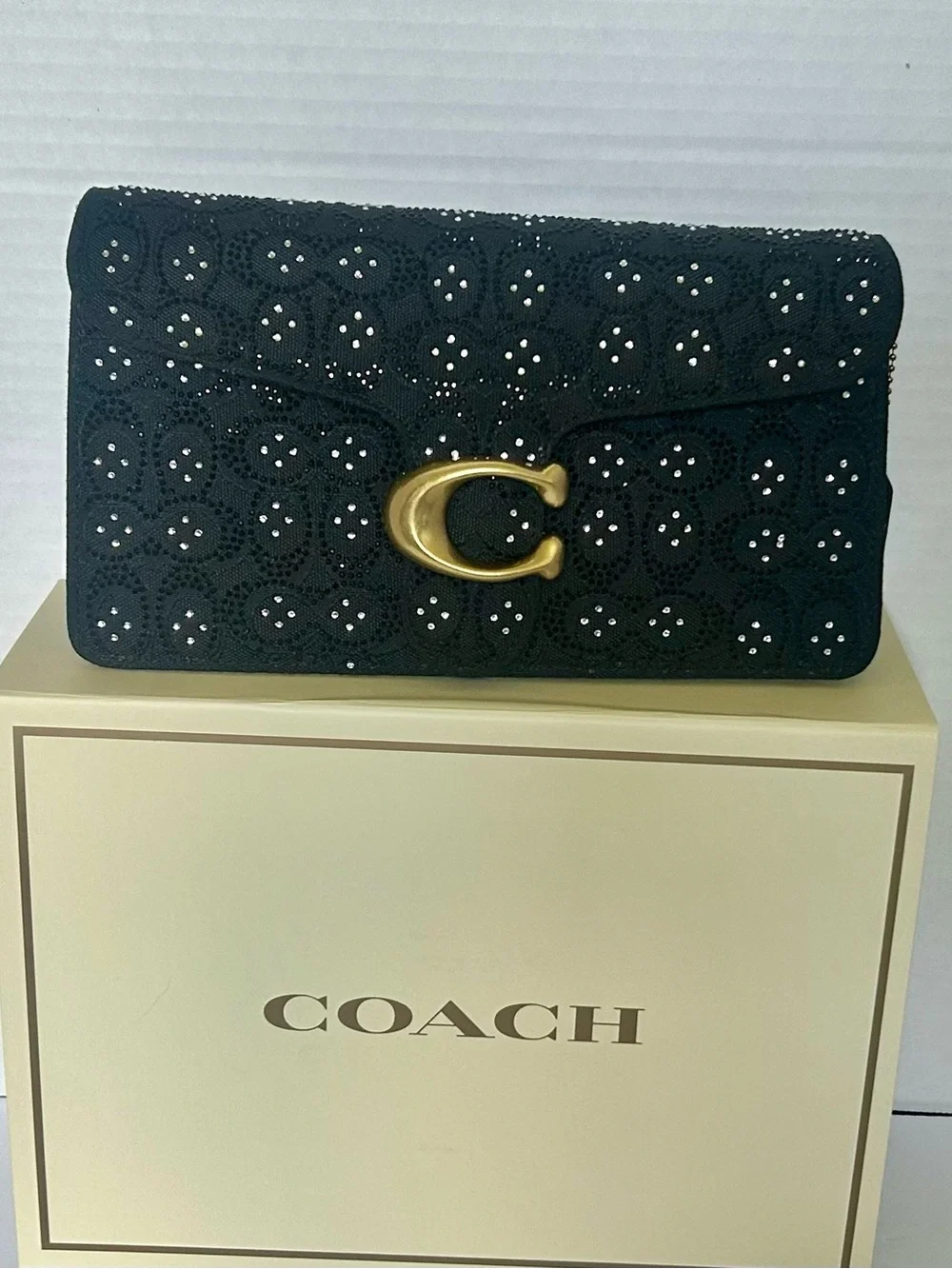 Coach Black Sequin Clutch with Gold C Hardware